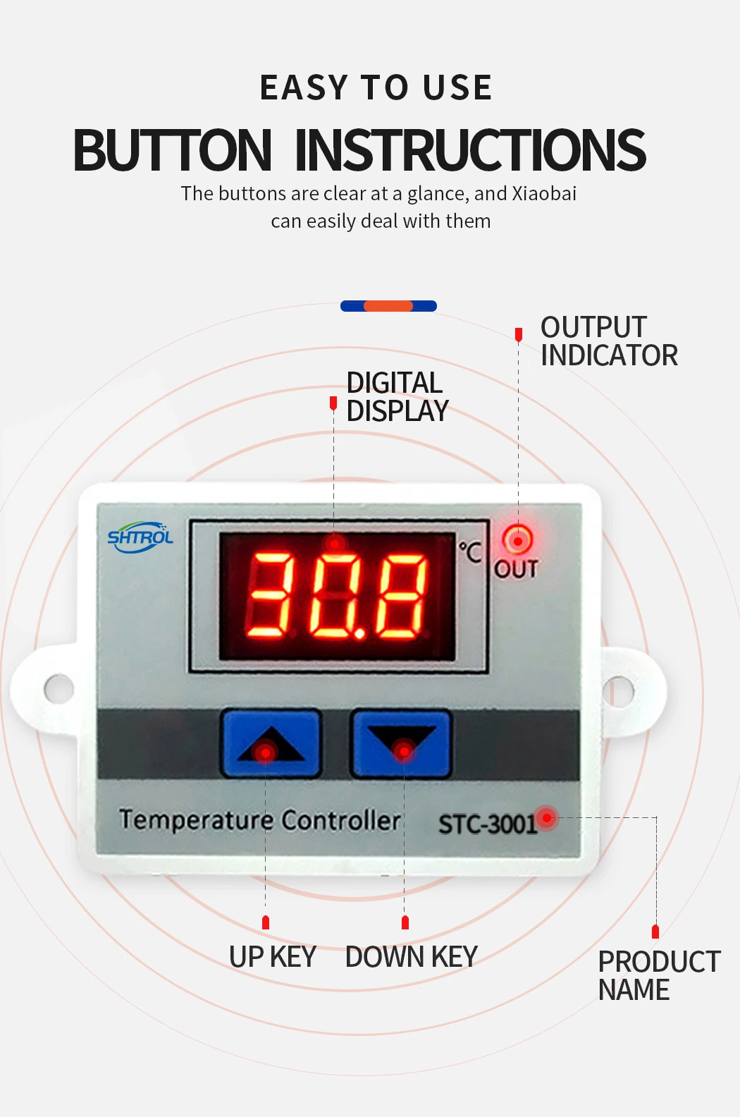 Xh-W3001 Thermostat Control Microcomputer Digital Temperature Controller for Incubator Cooling and Heating 12V /24V / 220V